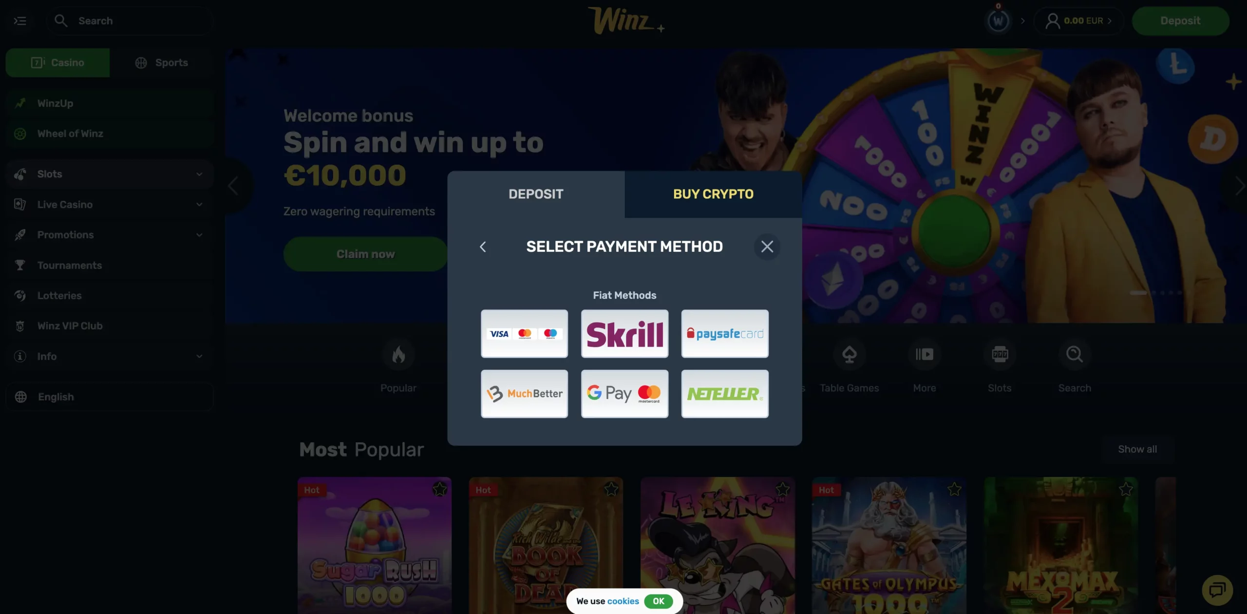 Winz casino review jan 2026 - payment methods