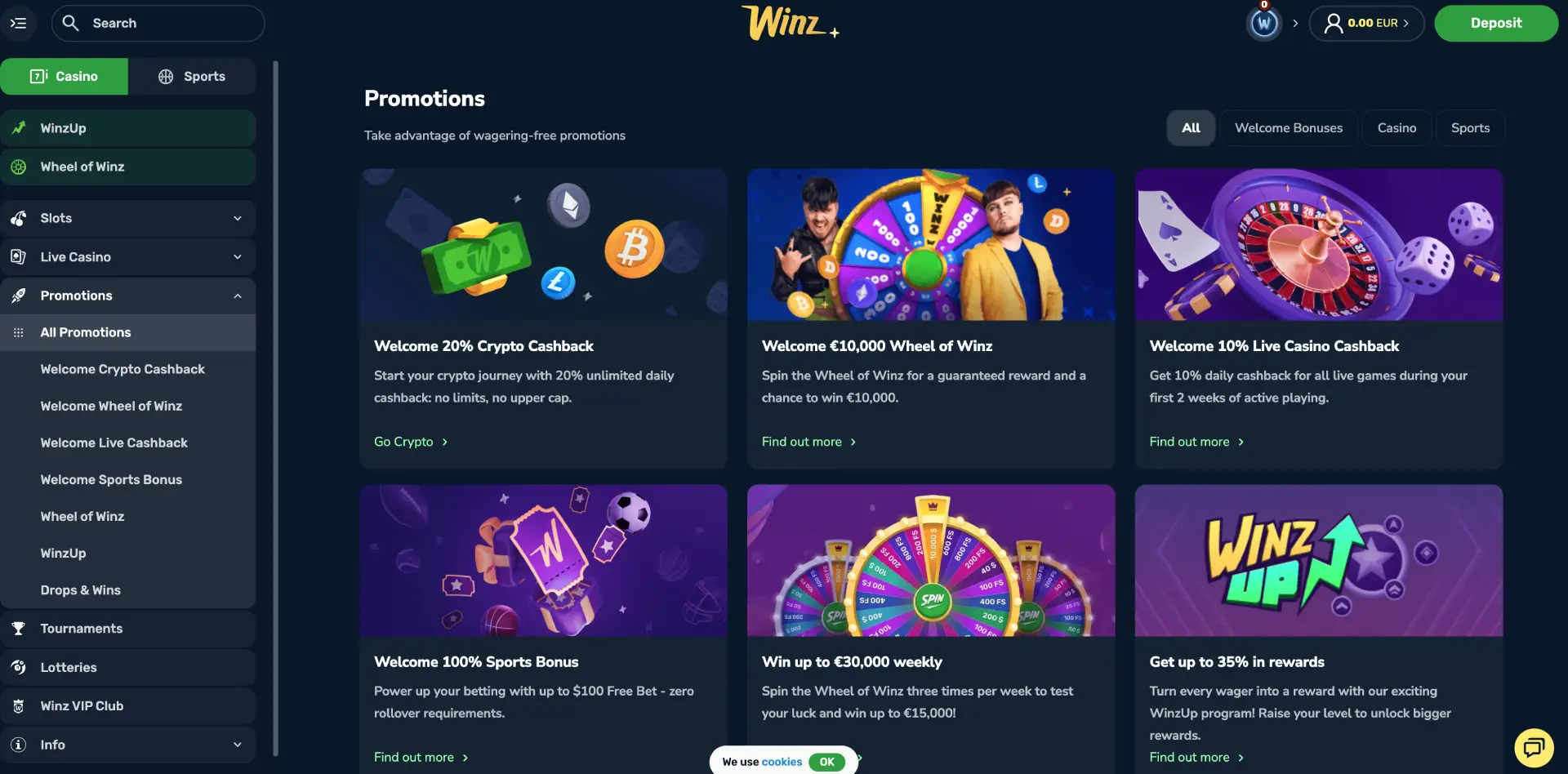Winz casino review jan 2026 - promotions