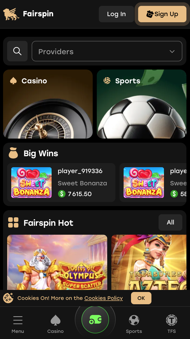 Fairspin Mobile View