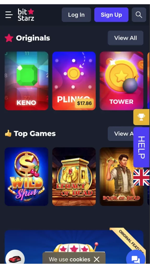 Bitstars casino review - game selection - mobile