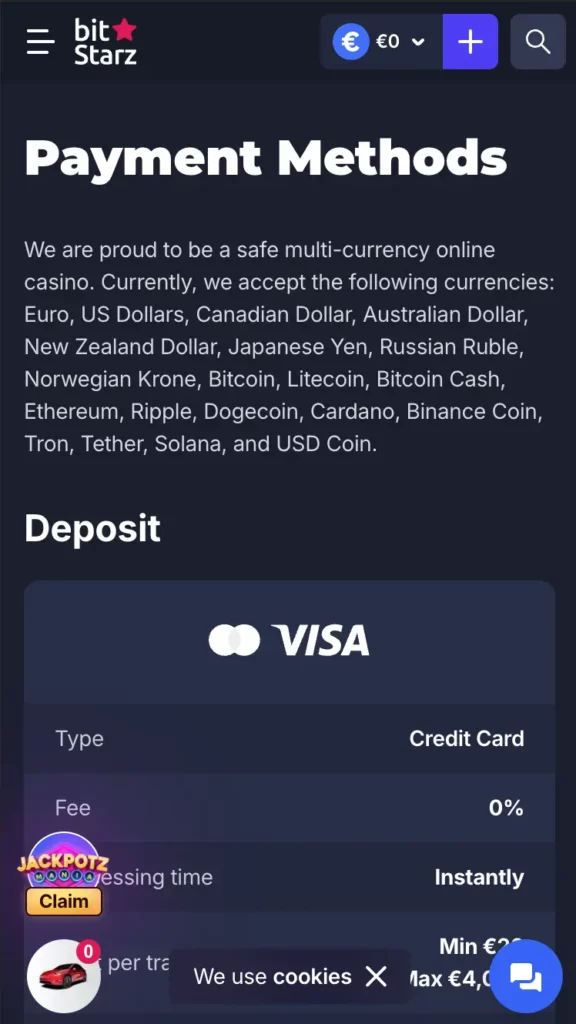 Bitstarz casino review jan 2026 - payment methods- mobile