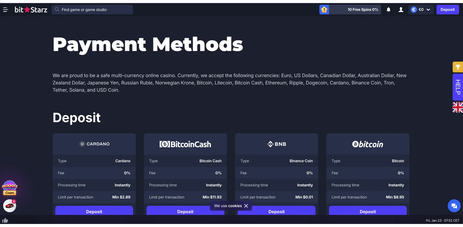 Bitstarz csaino review - jan 2026 - payment methods