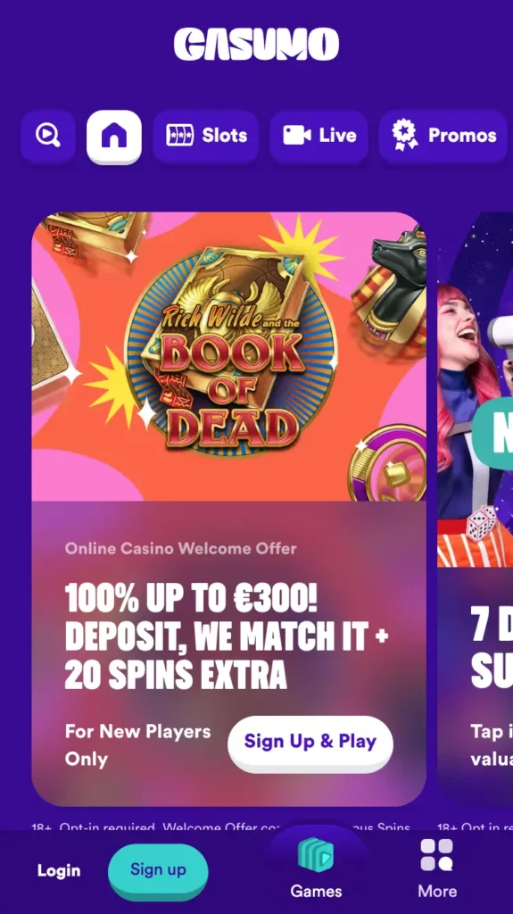 Casumo casino review - feb 2026 - mobile welcome screen