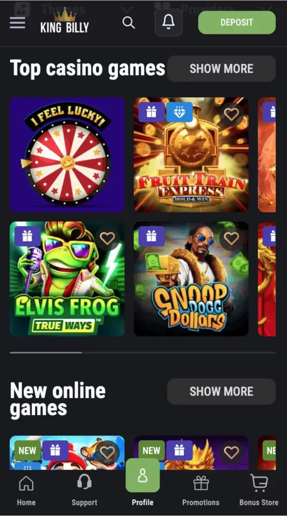 King Billy Game Selection - feb 2026 - mobile