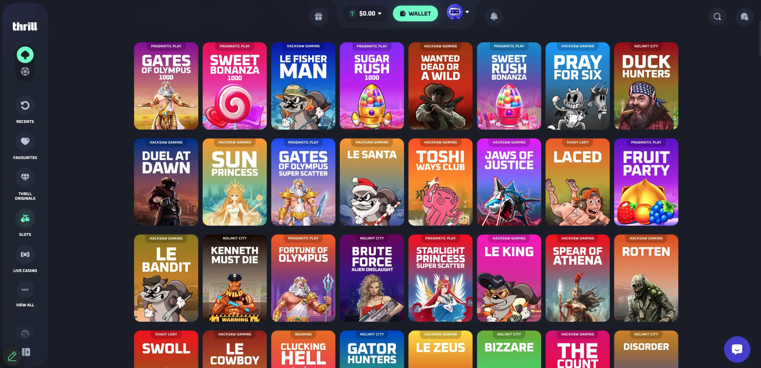 Thrill casino - game selection - feb 2026 review