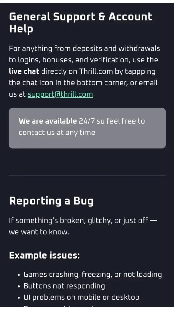 thrill casino - customer support - feb 2026 review - mobile