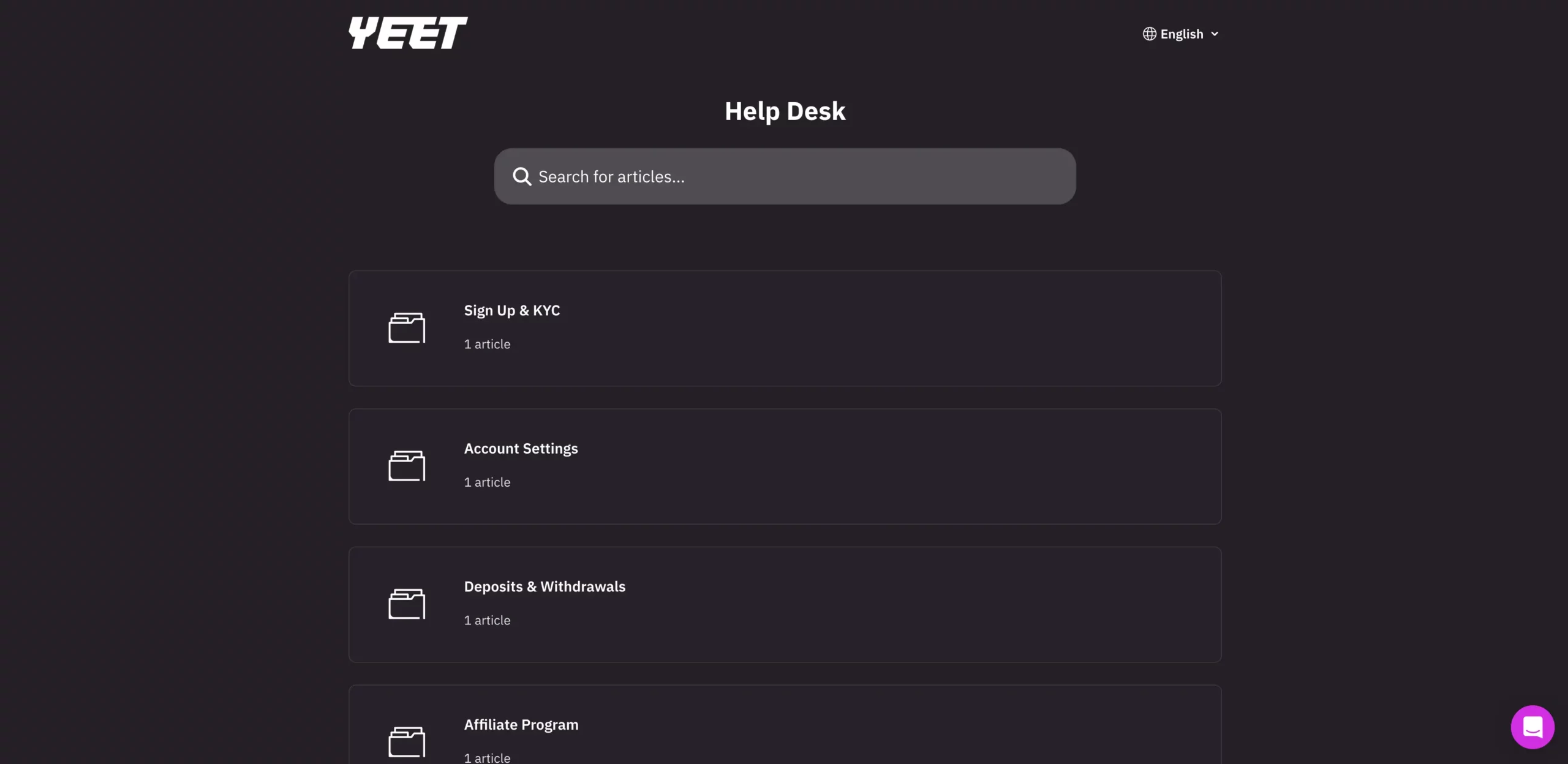 yeet casino revire - customer support - feb 2026
