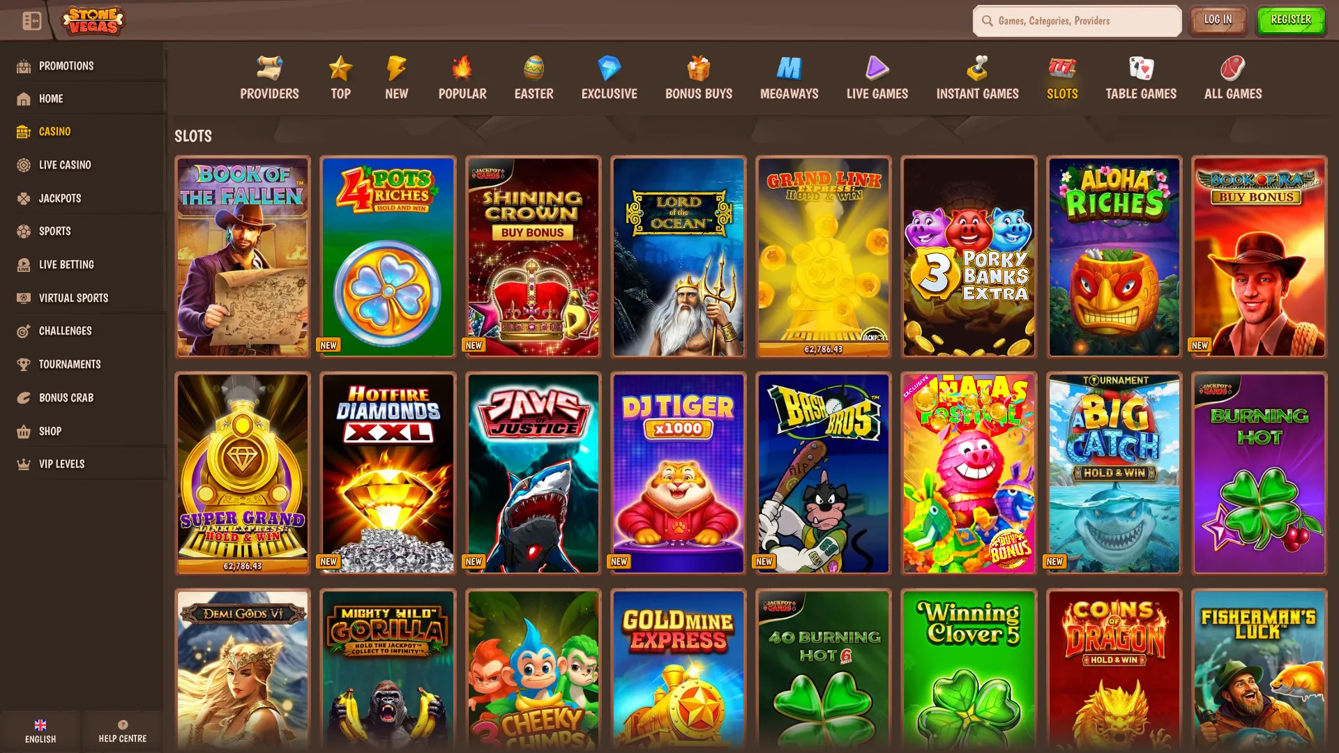 Stone Vegas game selection