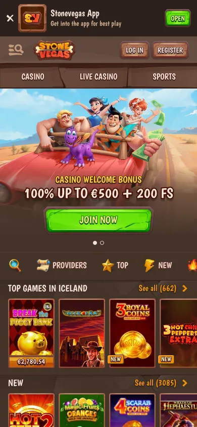 Stone Vegas Review Mobile View