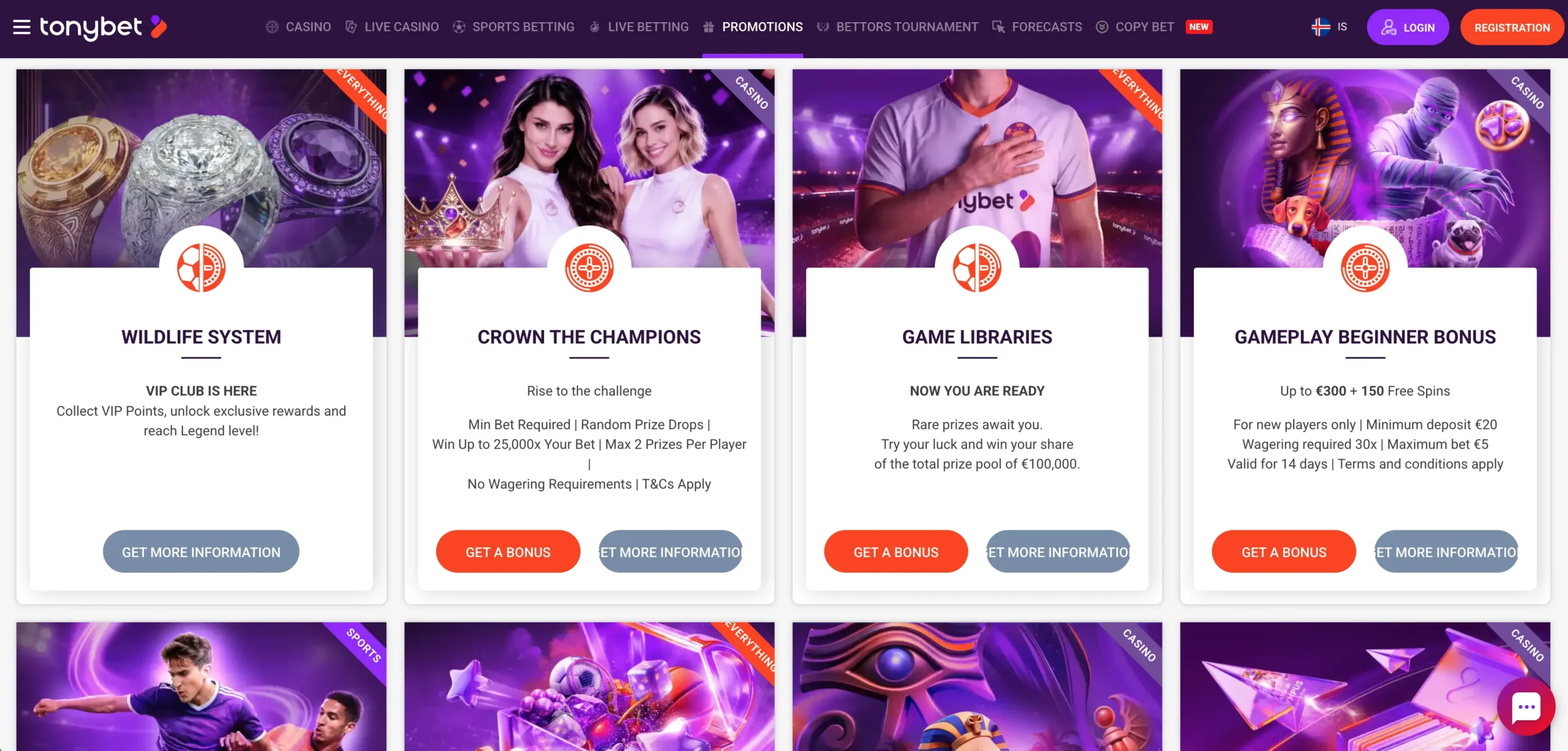TonyBet welcome bonus choices for casino and sports